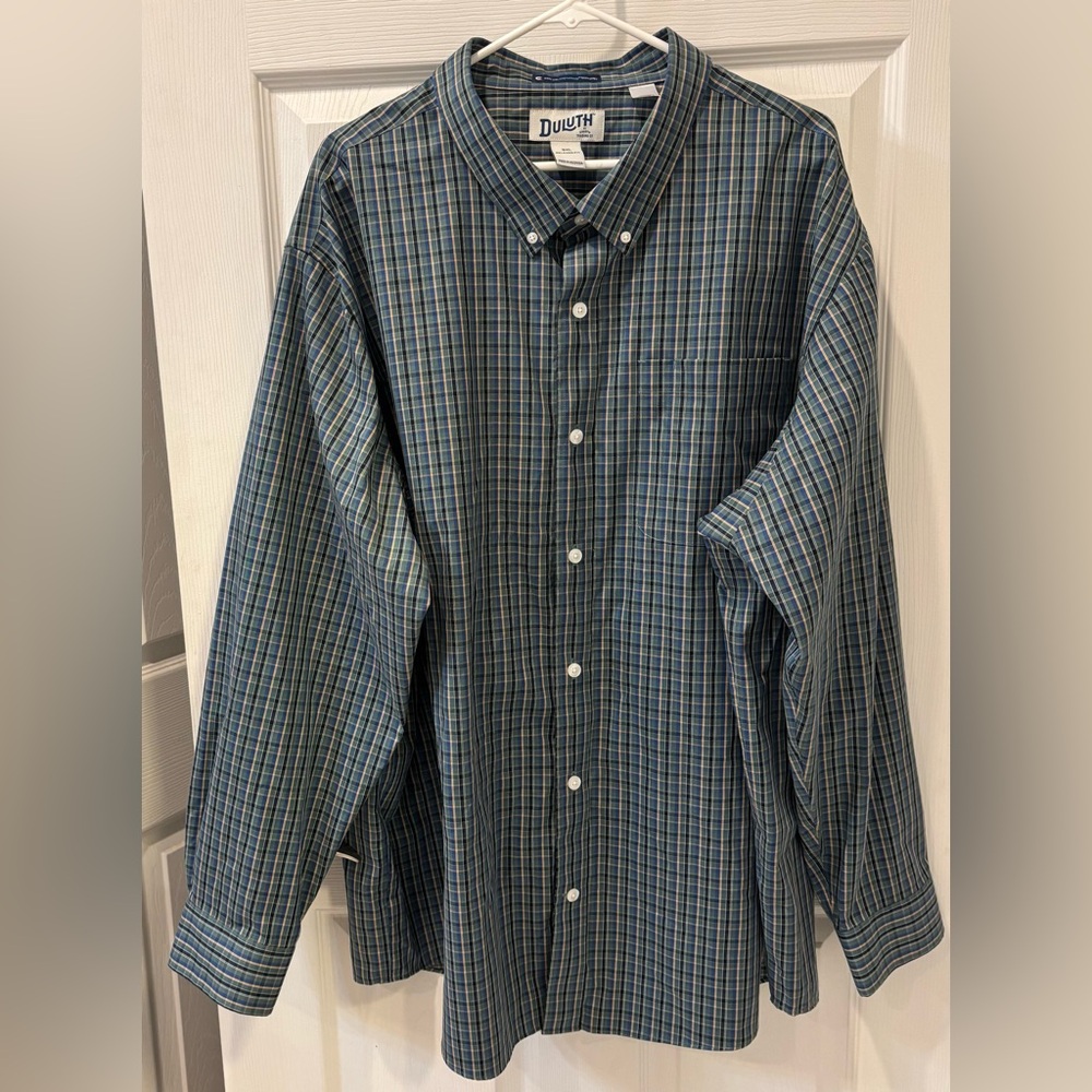 Duluth Trading Co Men's Green‎ Plaid Magnetic Button Down Shirt 3X
